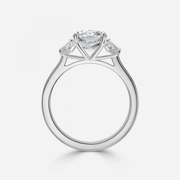 Ilene Cushion Three Stone Lab Created Diamond Engagement Ring