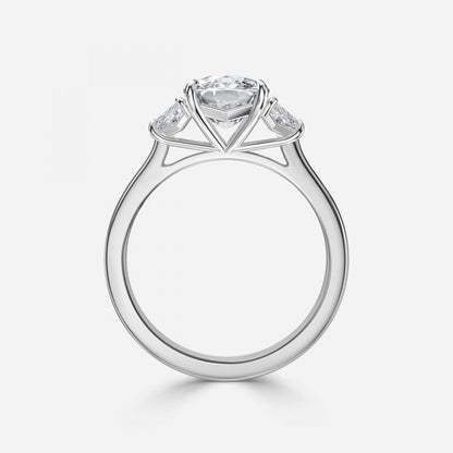 Ilene Cushion Three Stone Lab Created Diamond Engagement Ring