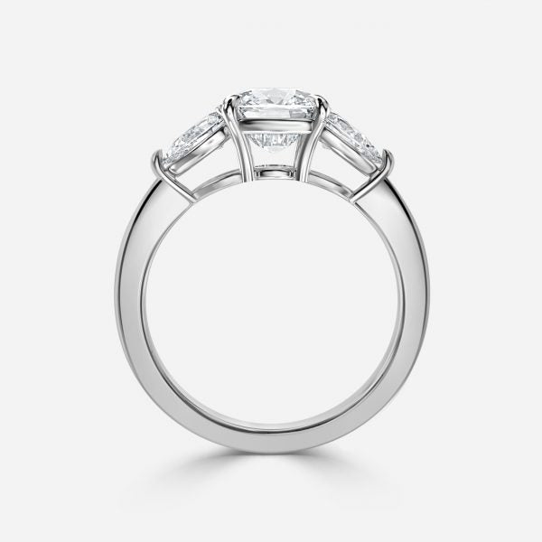 Olina Cushion Three Stone Engagement Ring