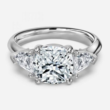 Delaila Cushion Three Stone Engagement Ring