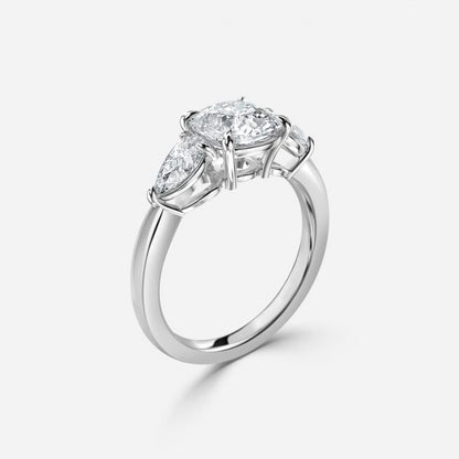 Olina Cushion Three Stone Engagement Ring