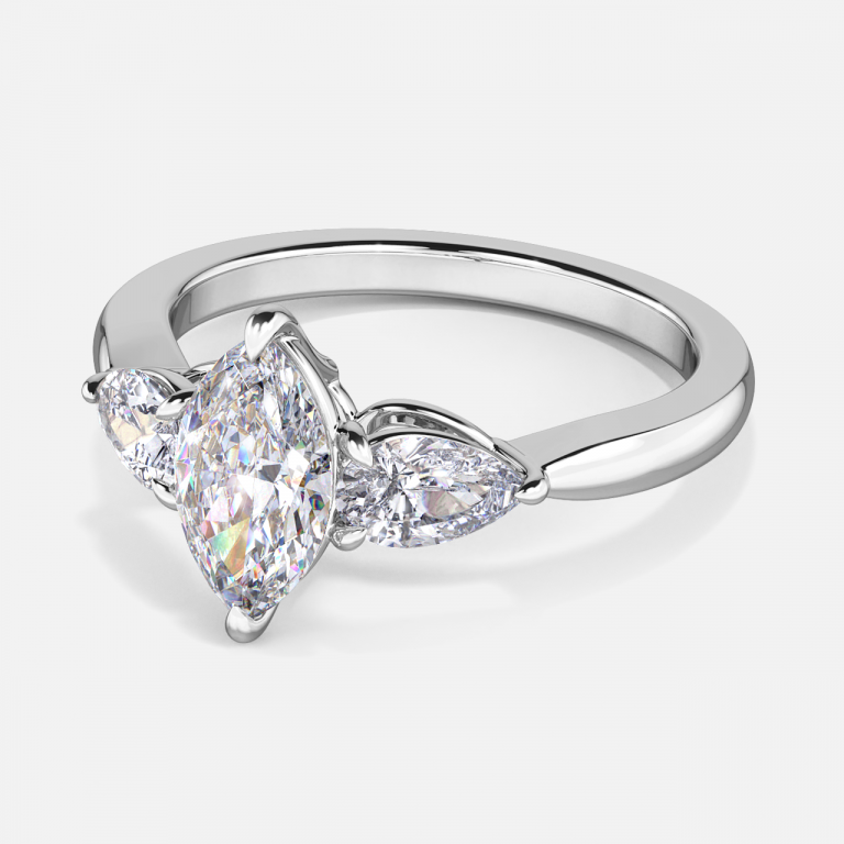 Olina Marquise Three Stone Engagement Ring