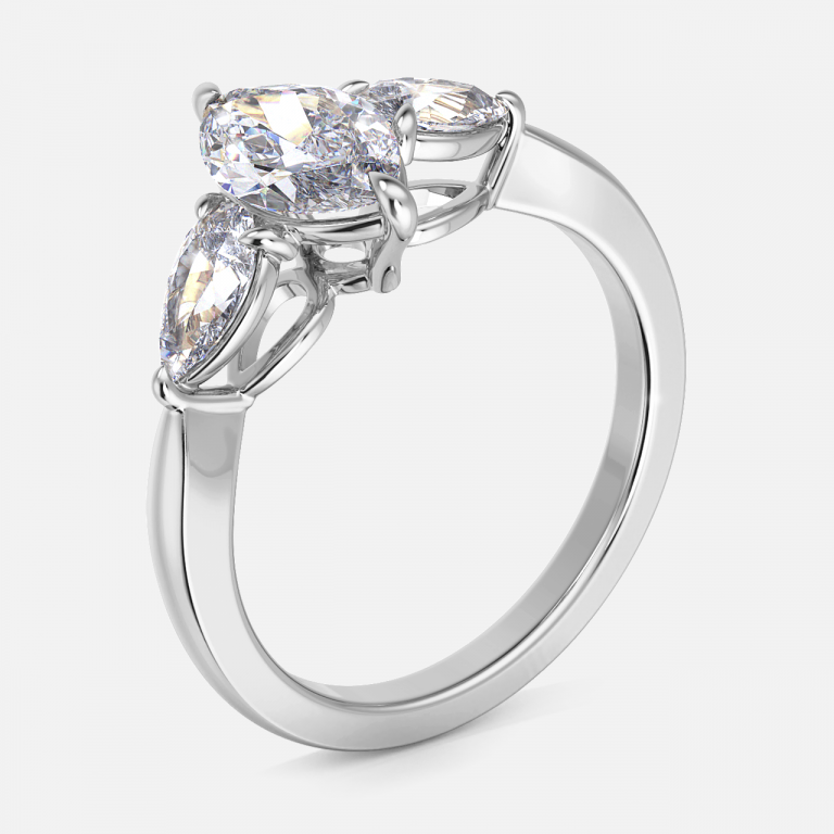 Olina Marquise Three Stone Engagement Ring