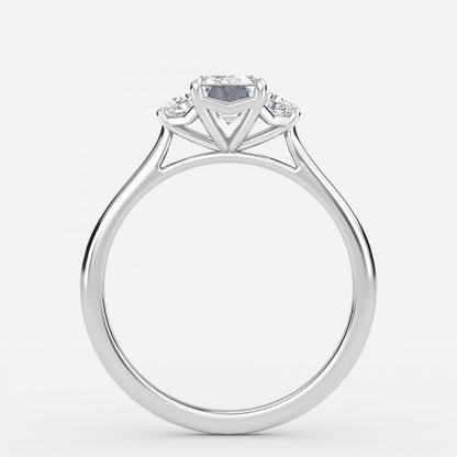 Ilene Emerald Three Stone Lab Grown Diamond Engagement Ring