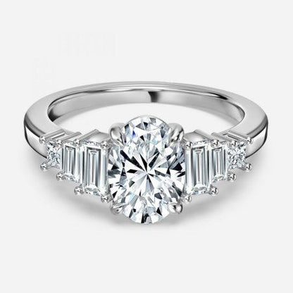 Diya Oval Three Stone Lab Grown Diamond Engagement Ring