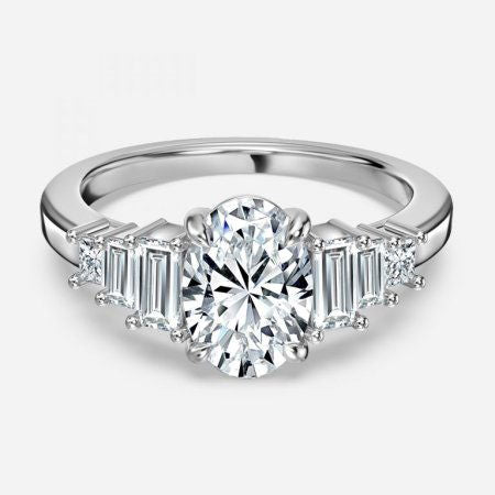 Diya Oval Three Stone Lab Grown Diamond Engagement Ring