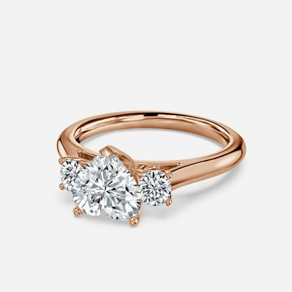 Olivia Heart Lab Created Diamond Three Stone Engagement Ring