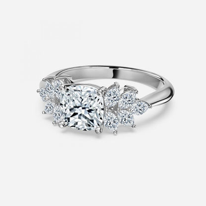 Avian Cushion Three Stone Engagement Ring