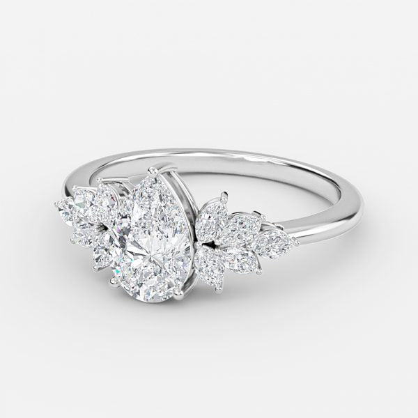 Avian Pear Three Stone Lab Grown Diamond Engagement Ring