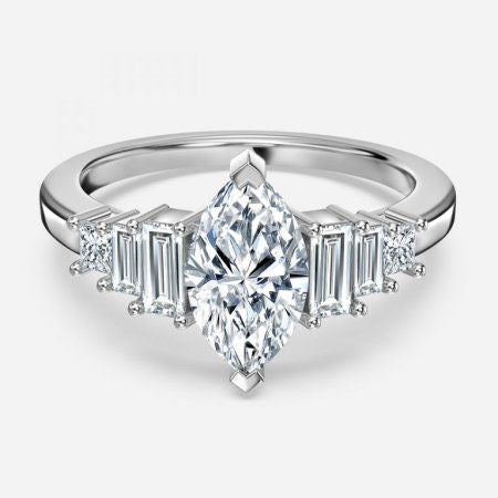 Diya Marquise Three Stone Lab Grown Diamond Engagement Ring