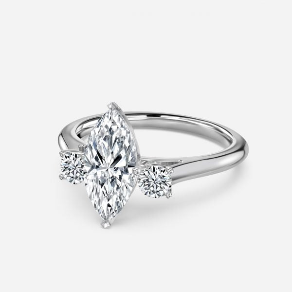 Olivia Marquise Three Stone Lab Grown Diamond Engagement Ring