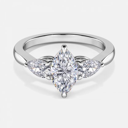 Olina Marquise Three Stone Engagement Ring