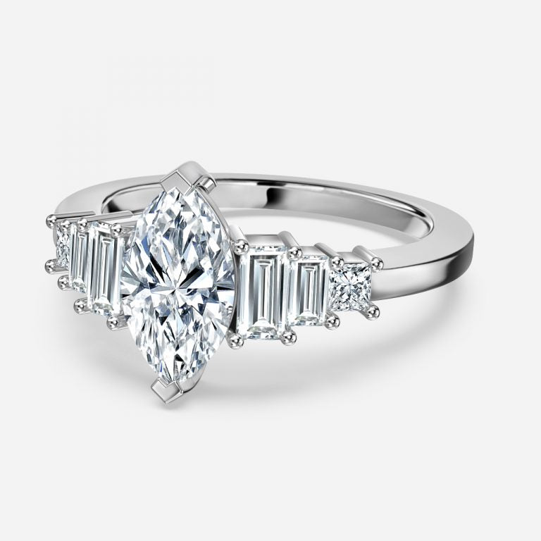 Diya Marquise Three Stone Lab Grown Diamond Engagement Ring