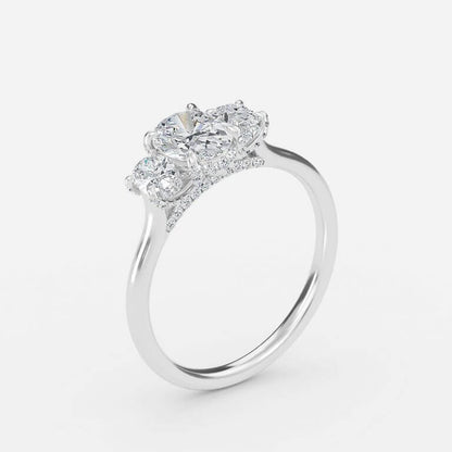 Kensley Oval Three Stone Lab Grown Diamond Engagement Ring