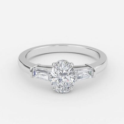 Mirian Oval Three Stone Lab Grown Diamond Engagement Ring