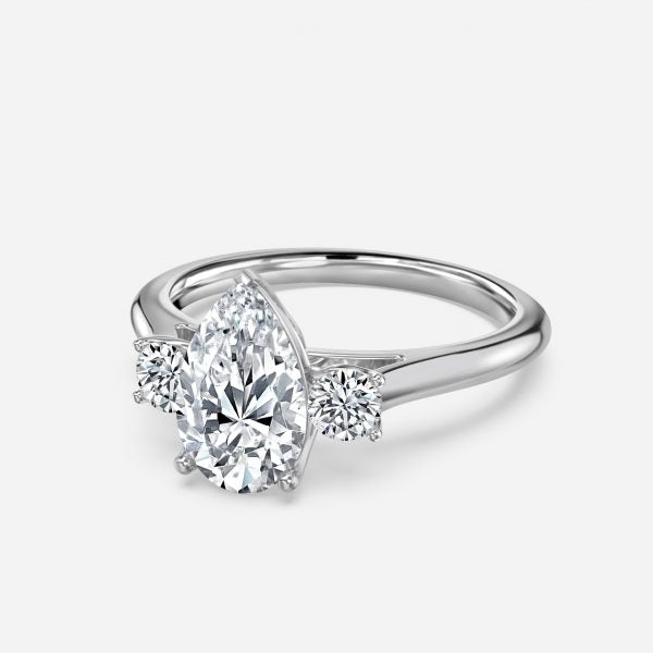 Olivia Pear Three Stone Lab Grown Diamond Engagement Ring