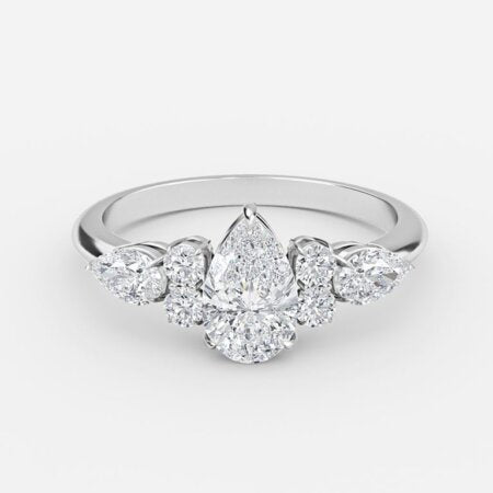 Avery Pear Three Stone Lab Grown Diamond Engagement Ring