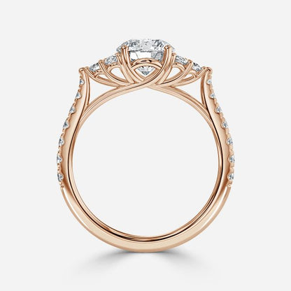 Elizabeth Round Lab Created Diamond Three Stone Engagement Ring