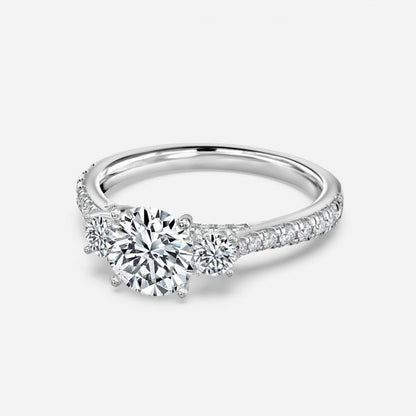 Diana Round Lab Created Diamond Three Stone Engagement Ring