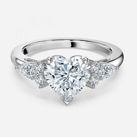 Avery Heart Lab Created Diamond Three Stone Engagement Ring