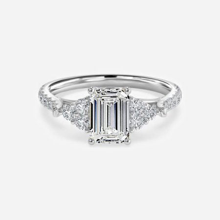 Elizabeth Emerald Three Stone Lab Grown Diamond Engagement Ring