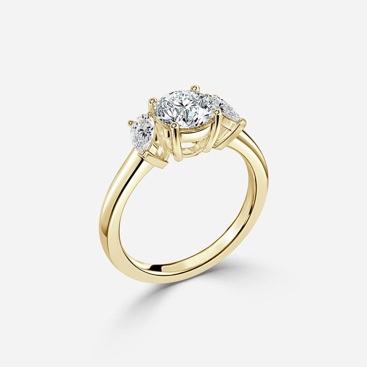 Freya Round Lab Created Diamond Three Stone Engagement Ring