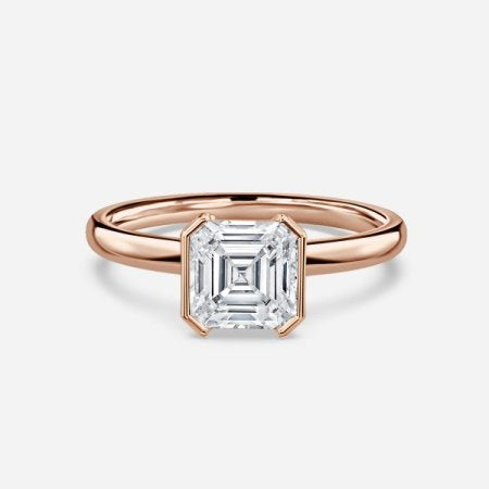 Augusta Asscher Bezel Lab Created Diamond Engagement Ring