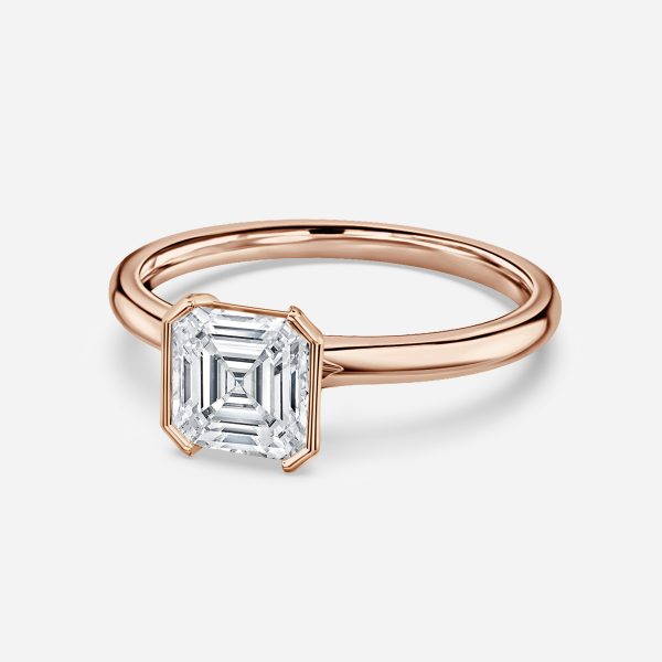 Nhẫn đính hôn kim cương nhân tạo Augusta Asscher Bezel
