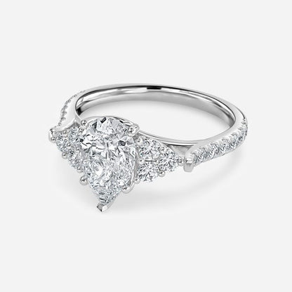 Elizabeth Pear Three Stone Lab Grown Diamond Engagement Ring