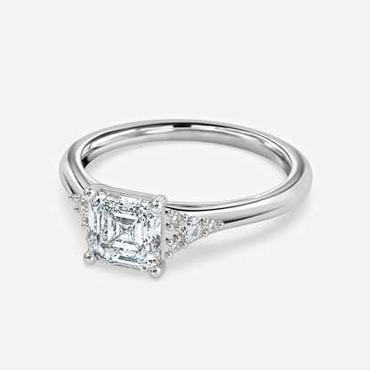 Anastasia Asscher Three Stone Lab Created Diamond Engagement Ring