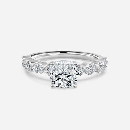 Trinity Cushion Unique Engagement Ring