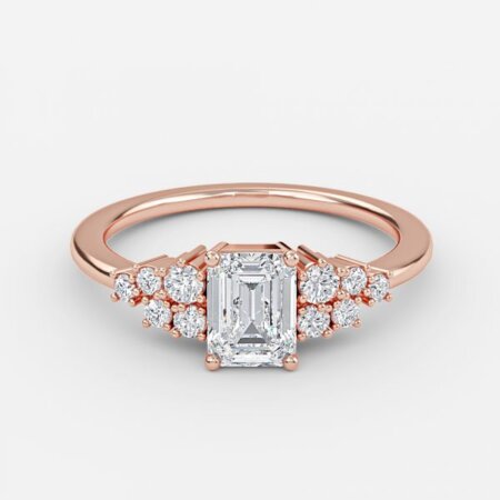 Jessica Emerald Cluster Lab Created Diamond Engagement Ring