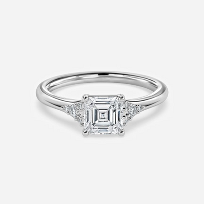 Anastasia Asscher Three Stone Lab Created Diamond Engagement Ring
