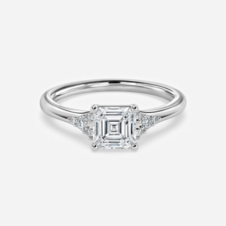 Anastasia Asscher Three Stone Lab Created Diamond Engagement Ring