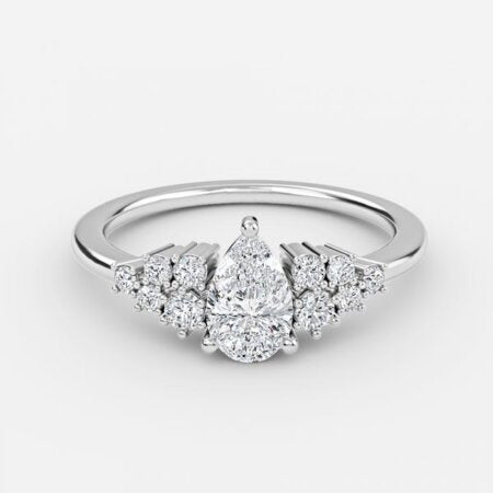 Jessica Pear Lab Grown Diamond Cluster Engagement Ring