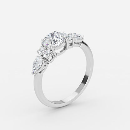 Avery Round Lab Created Diamond Three Stone Engagement Ring