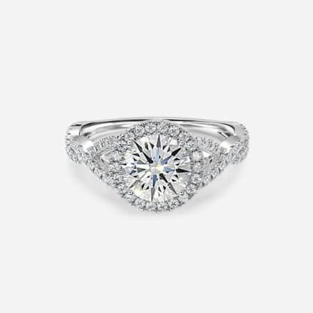 Victoria Round Lab Grown Diamond Side Stone Engagement Ring