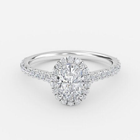 Henssy Oval Halo Lab Grown Diamond Engagement Ring