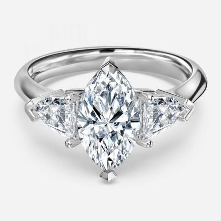 Delaila Marquise Three Stone Lab Diamond Engagement Ring