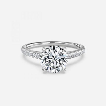Ayla Round Lab Grown Diamond Side Stone Engagement Ring