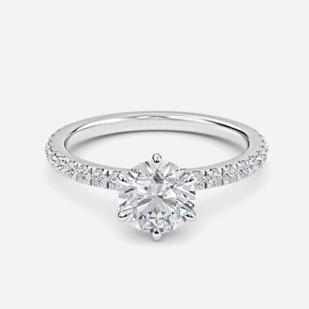 Maya Petite Round Lab Grown Diamond Side Stone Engagement Ring