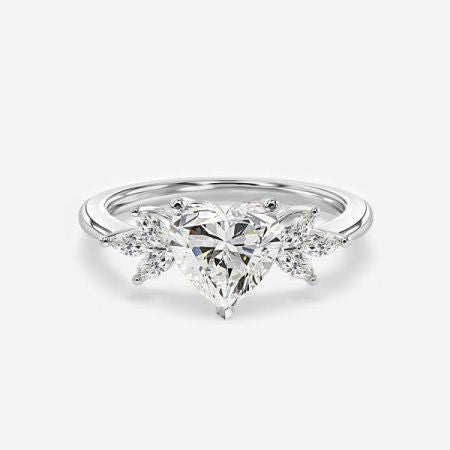 Alexandra Heart Lab Created Diamond Three Stone Engagement Ring