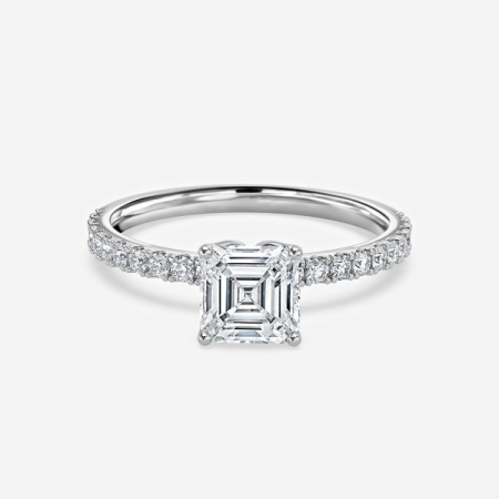 Lepidus Asscher Hidden Halo Lab Created Diamond Engagement Ring