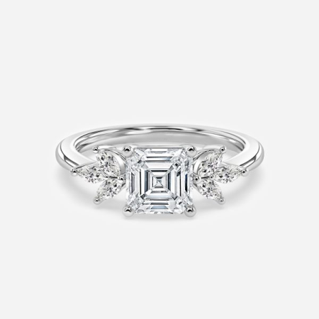 Alexandra Asscher Three Stone Lab Created Diamond Engagement Ring