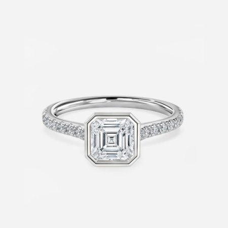 Ali&#039;i Asscher Diamond Band Lab Created Diamond Engagement Ring