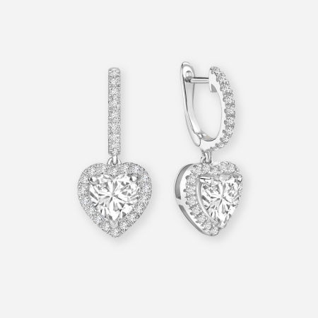 Heart Diamond Halo Drop Earring