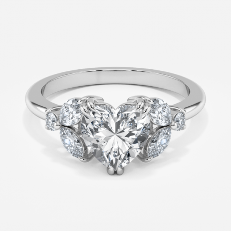 Yasmin Heart Three Stone Lab Created Diamond Engagement Ring