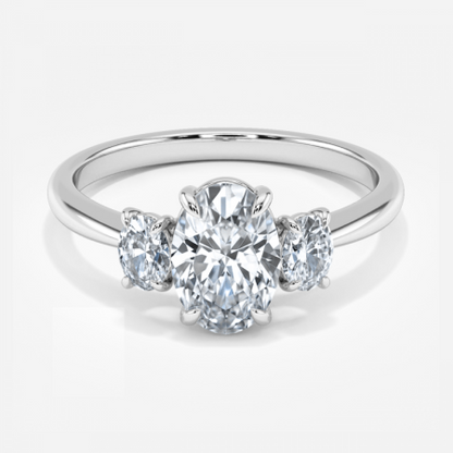 Kylie Oval Three Stone Lab Grown Diamond Engagement Ring