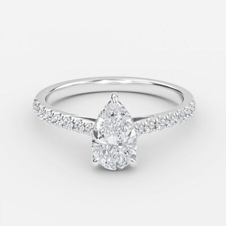 Versailles Pear Hidden Halo Lab Grown Diamond Engagement Ring