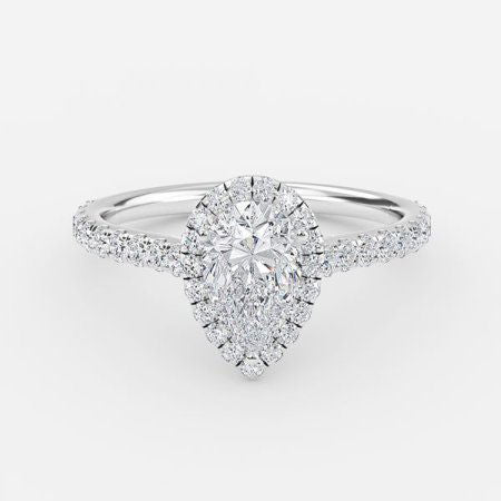 Henssy Pear Halo Lab Grown Diamond Engagement Ring